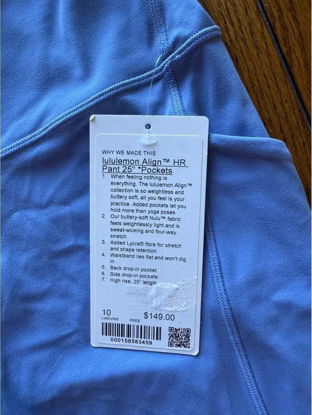 Lululemon Align With Pockets High Rise 25” Prep Blue Size 10 NWT